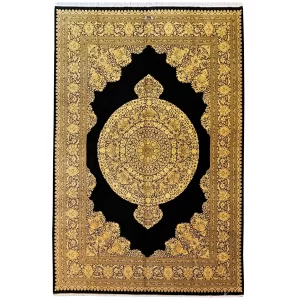 فرش نقشه کف‌ساده تمام ابریشم قم