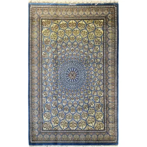 فرش نقشه گنبد اشکی تمام ابریشم اصل قم